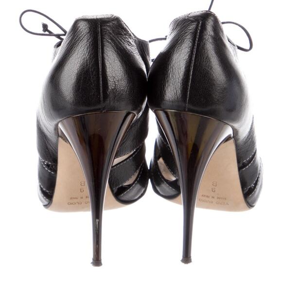 Giuseppe Zanotti Black Leather Lace Up Cut Out Ankle Heels size 9 - Picture 3 of 7